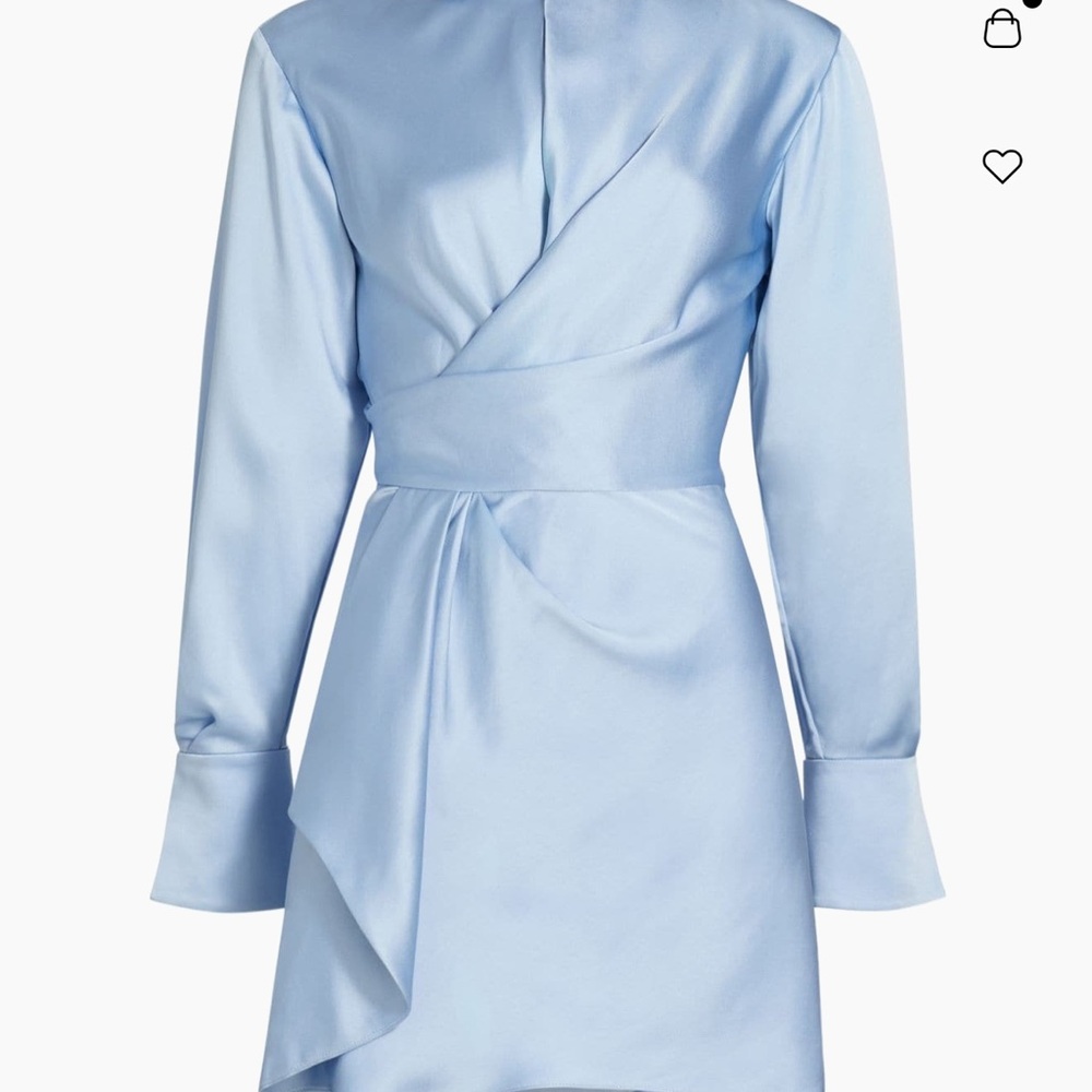 Jonathan Simkhai Blue Wrap Slit Long Sleeve Dress
